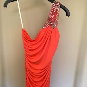 homecoming peach fitted dress